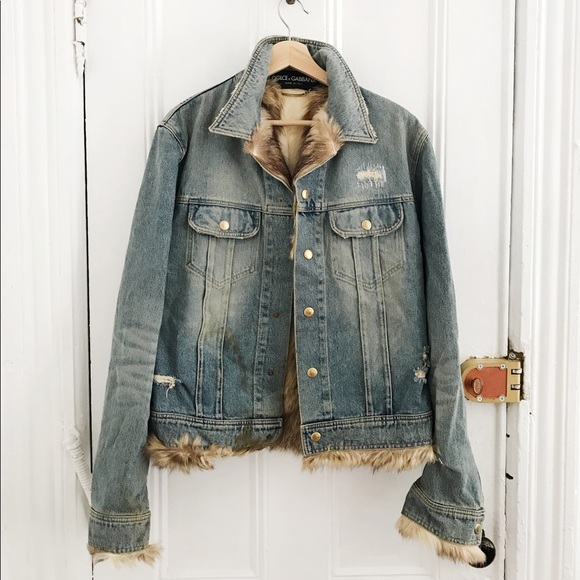 Dolce & Gabbana Jackets & Blazers - Dolce & Gabbana Main Line Denim Rabbit Fur Jacket